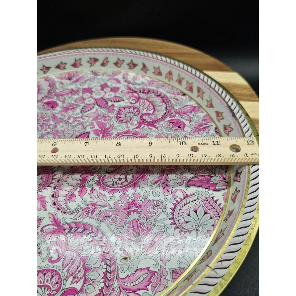 Vienna‎ Woods England Round Tin Serving Tray Floral Design Is Like Vera Bradley